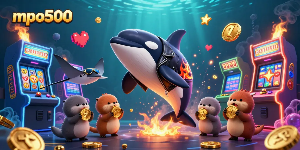 MPO500 offers exciting online gaming with vibrant characters and casino elements in a dynamic scene.