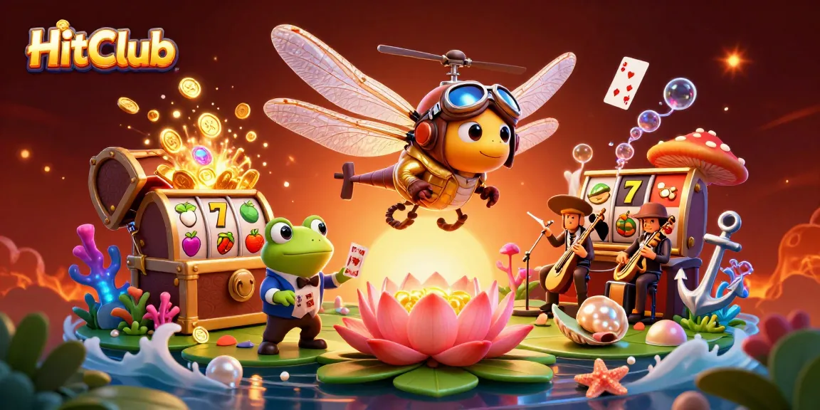 Experience HitClub's vibrant casino atmosphere with a charming 3D scene of gaming excitement.