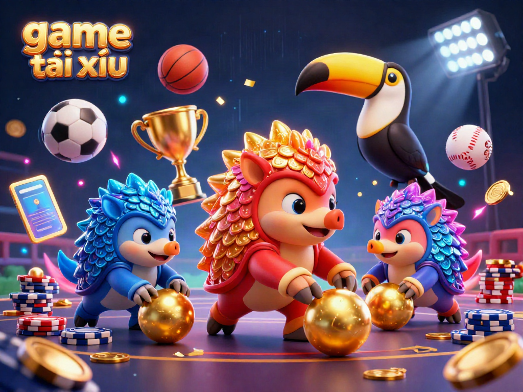 Experience exhilarating game tài xỉu action with rival pangolins rolling through chips and vibrant casino elements.