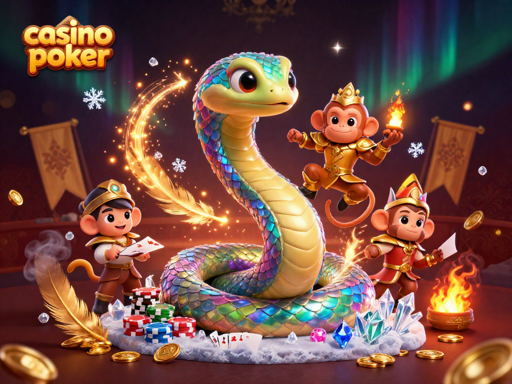 Experience thrilling casino poker action with dynamic characters and colorful gaming elements.