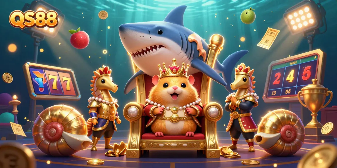 Experience the excitement of QS88's casino games with a vibrant underwater throne scene.