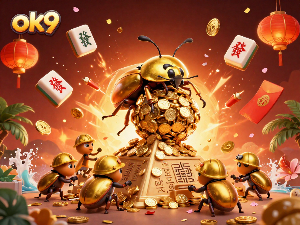 Engage with the exciting world of ok9 casino as a golden dung beetle rolls a massive jackpot ball of coins.