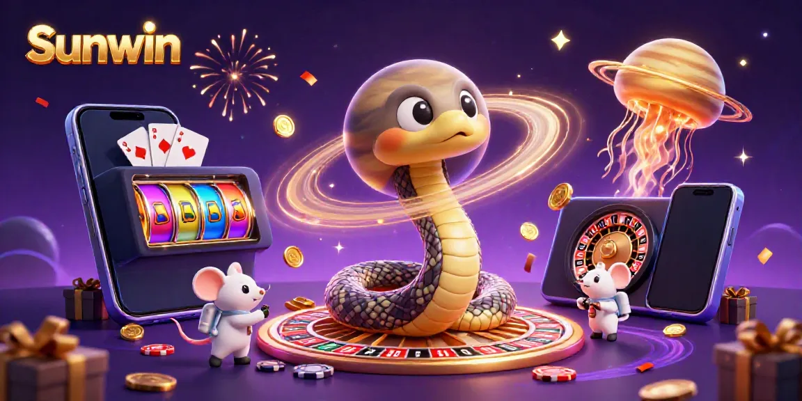 Experience the excitement of Sunwin with astronaut mice betting on a roulette wheel planet.