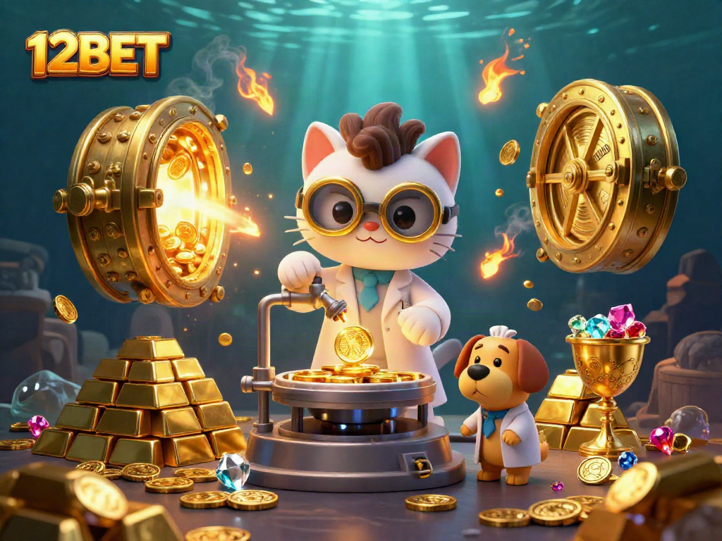 Experience thrilling gaming moments with 12BET in a vibrant 3D casino atmosphere overflowing with riches.