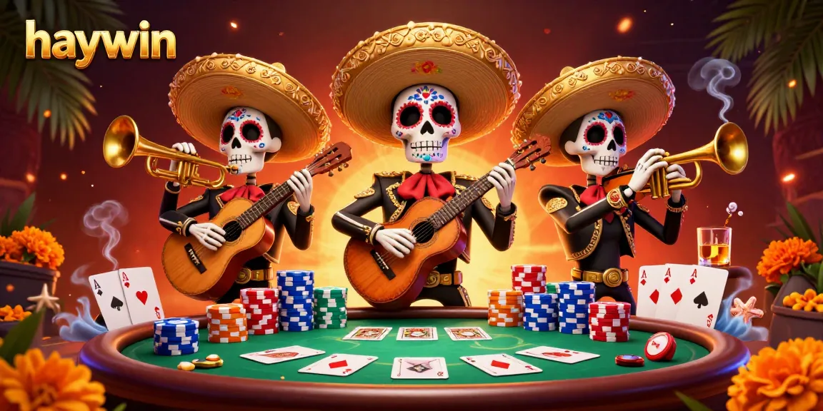 Experience winning action at haywin with a vibrant Day of the Dead casino scene filled with colorful elements.