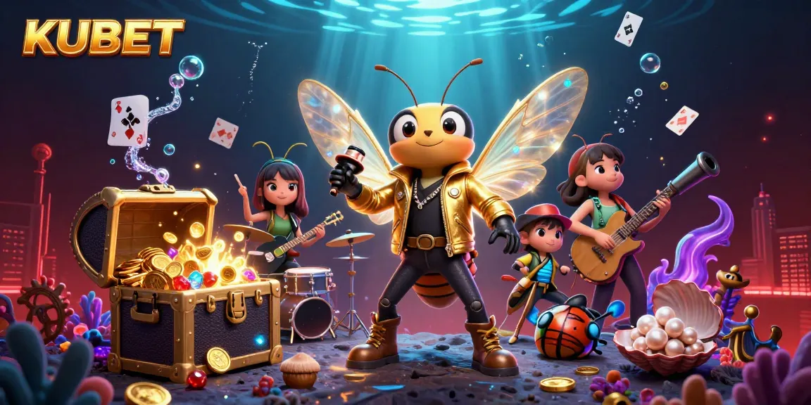 KUBET casino scene showcasing vibrant 3D characters with treasure, cards, and underwater elements to enhance gambling excitement.