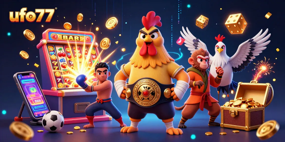 Experience excitement and winning thrill at ufo77 with vibrant characters and dynamic casino elements.