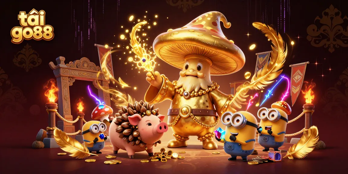 Play to赢 at tải go88 with a vibrant 3D representation of a magical mushroom wizard featuring treasures that entice players at online casinos.