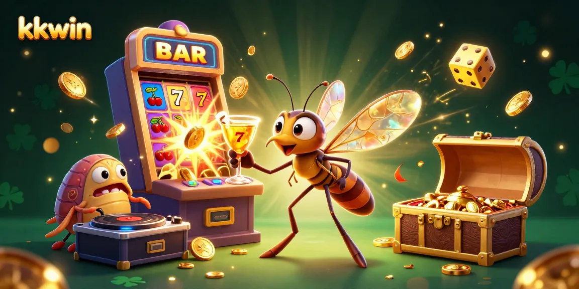 Feel the excitement of kkwin with a lively casino scene featuring a frozen mosquito mascot and more.
