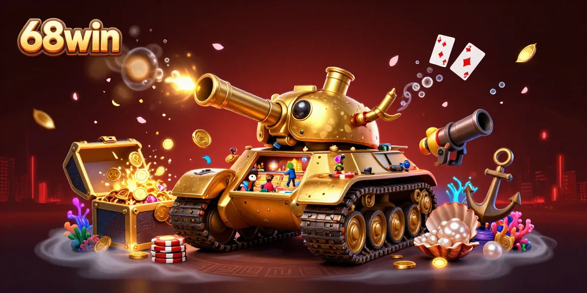 Experience the excitement of 68win with vibrant casino elements and colorful underwater treasures.