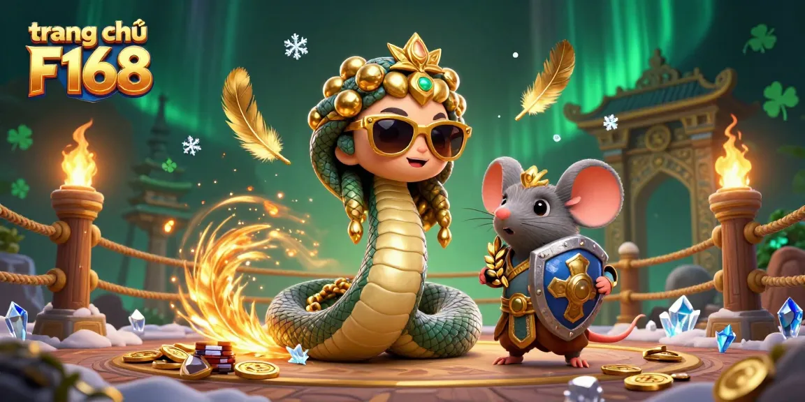 Experience the excitement at trang chủ F168 with a vibrant illustration showcasing gaming elements and characters.