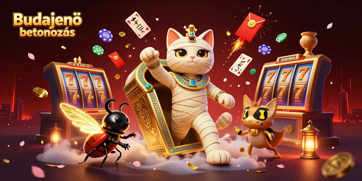 Experience Budajenő betonozás with a vivid 3D scene featuring casino-themed Egyptian elements.