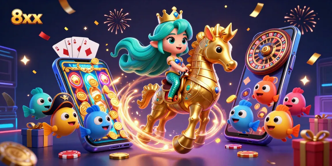 Engage with 8xx's thrilling slot game experience featuring colorful cartoon elements and dazzling prizes.