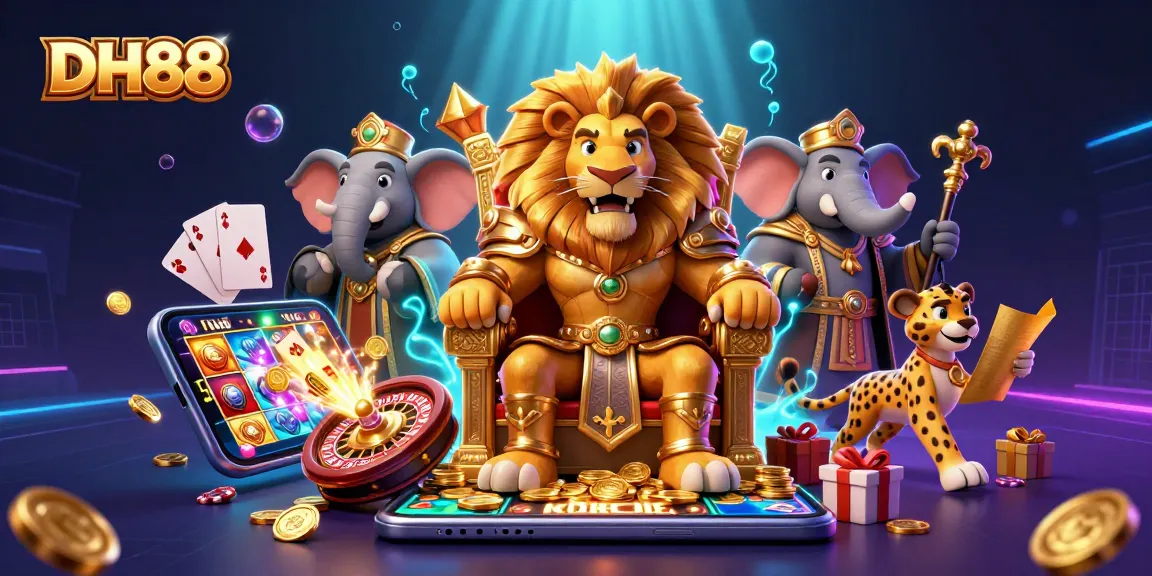 Experience the excitement at DH88, with vibrant slot games and dazzling casino elements in a rich 3D scene.