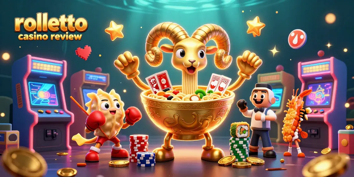 Engaging rolletto casino review featuring a vibrant scene of cartoon characters playing casino games.