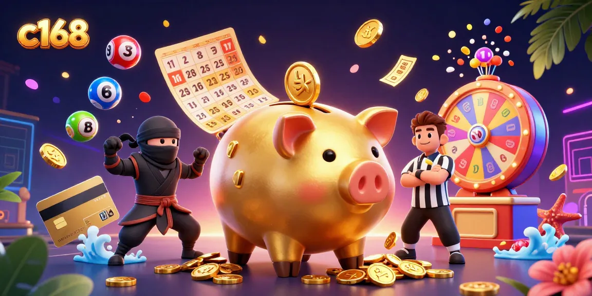Experience action at c168 with a dynamic casino illustration featuring characters and vibrant game elements.