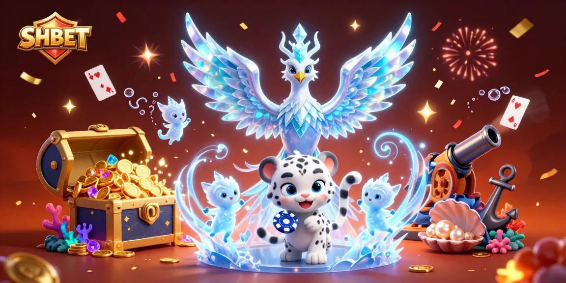 Engage in immersive gameplay with SHBET's vibrant ice phoenix and poker elements.
