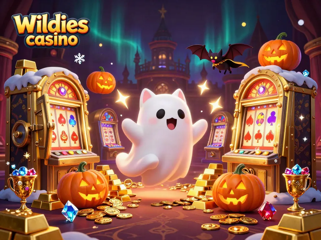 Play slots and win big at Wildies casino with this vibrant 3D illustration.