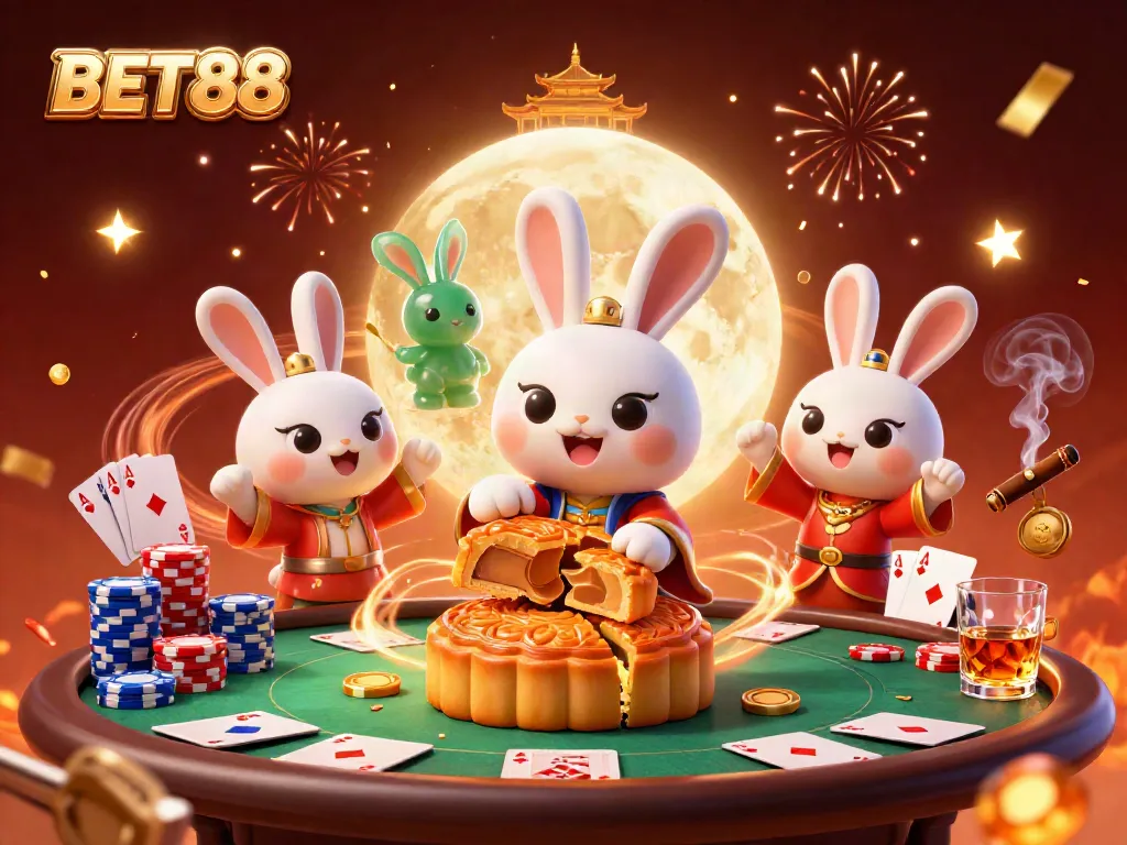 BET88 dẫn đầu trò chơi casino với hình ảnh thỏ trăng vui nhộn trong sứ mệnh thắng lớn.