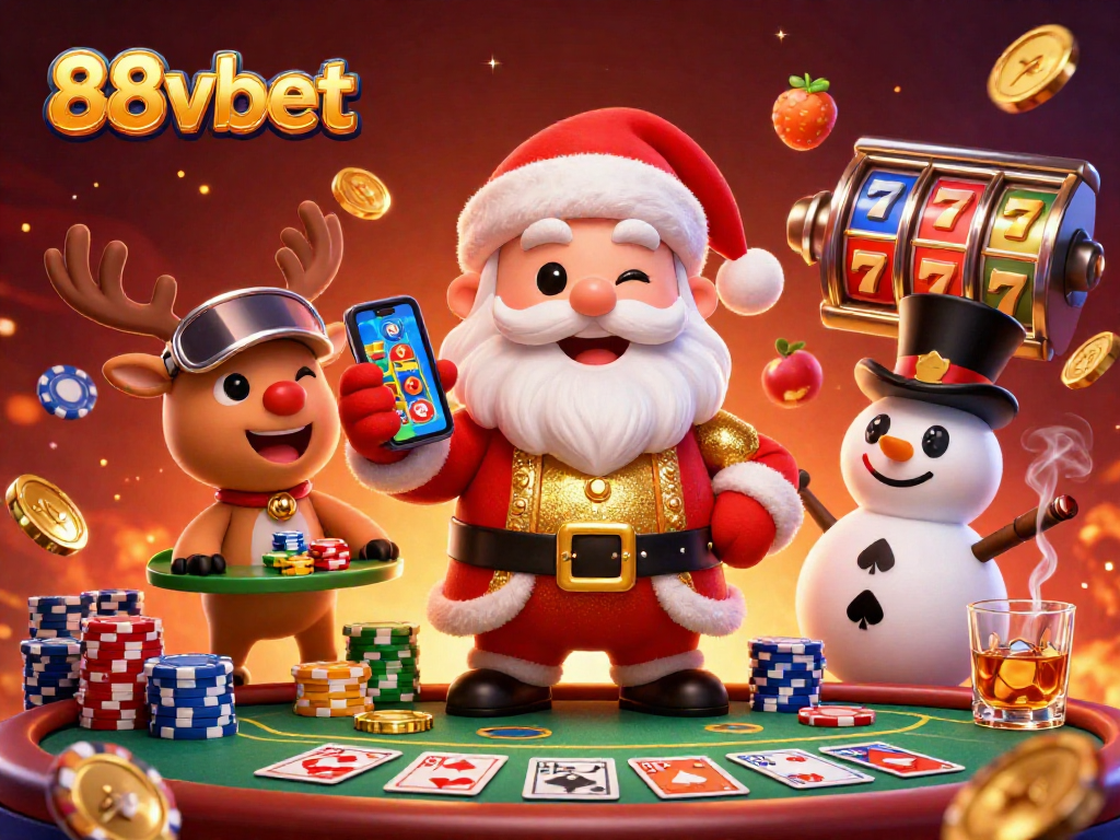 Experience thrilling wins with 88vbet in this festive casino scene showcasing dynamic jackpot slots.