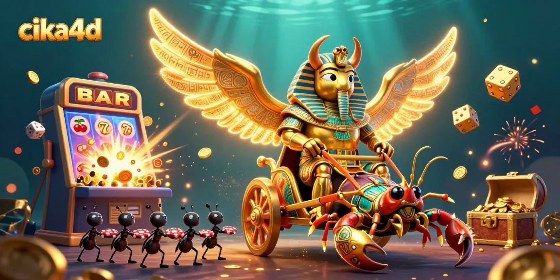 Experience the excitement of cika4d casino games with vibrant 3D illustrations of jackpots and poker funds.