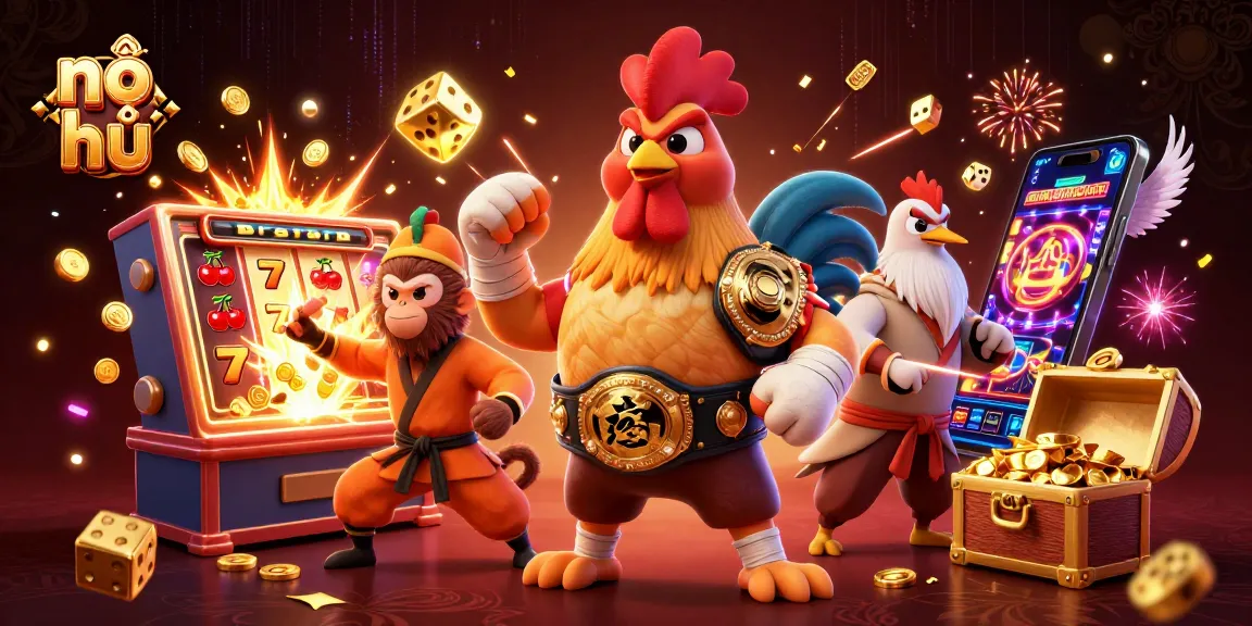 Experience nổ hũ excitement with a vibrant jackpot explosion and colorful casino game elements.