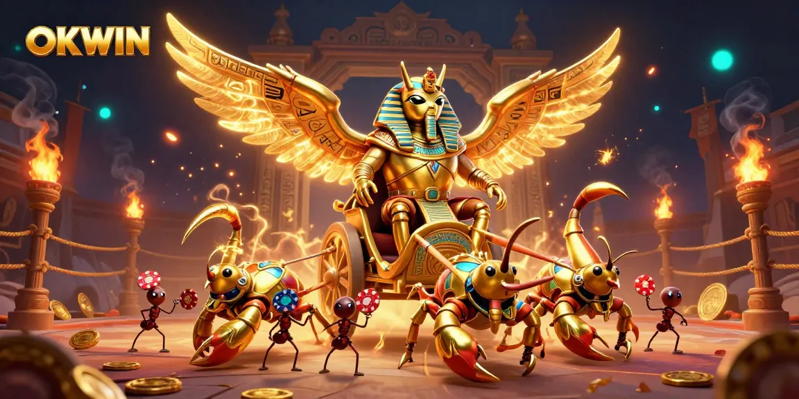 Engage in thrilling gameplay at OKWIN with golden characters in an exciting casino-themed scene.
