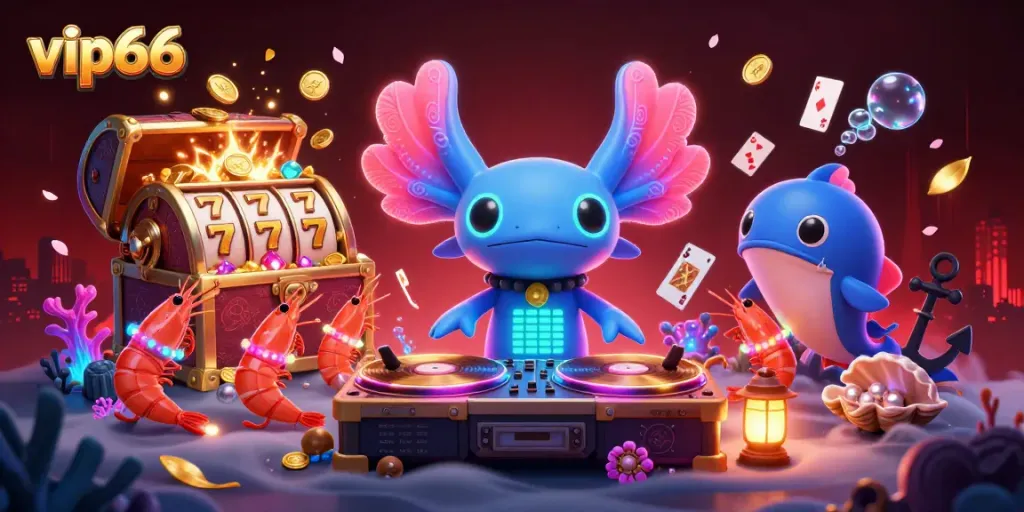 Experience thrilling wins with the vibrant vip66 underwater casino scene featuring dynamic 3D characters and action.