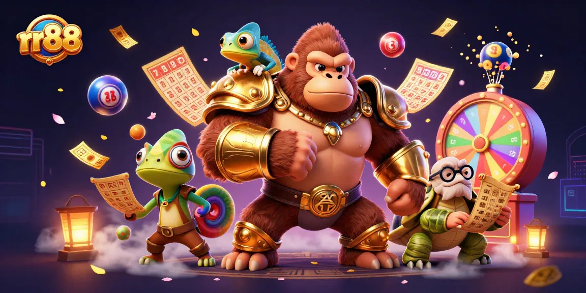 Experience thrilling gaming action with rr88, featuring a powerful gorilla, a color-changing chameleon, and a wise tortoise.