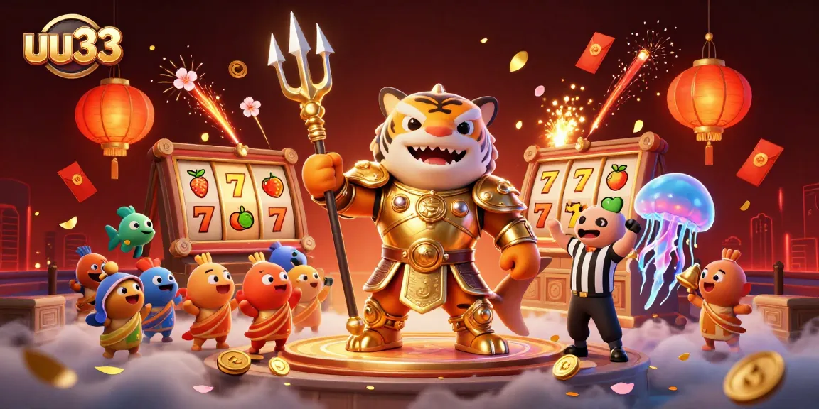 Engage with uu33 through dynamic casino action in a vibrant 3D illustration featuring a tiger shark.