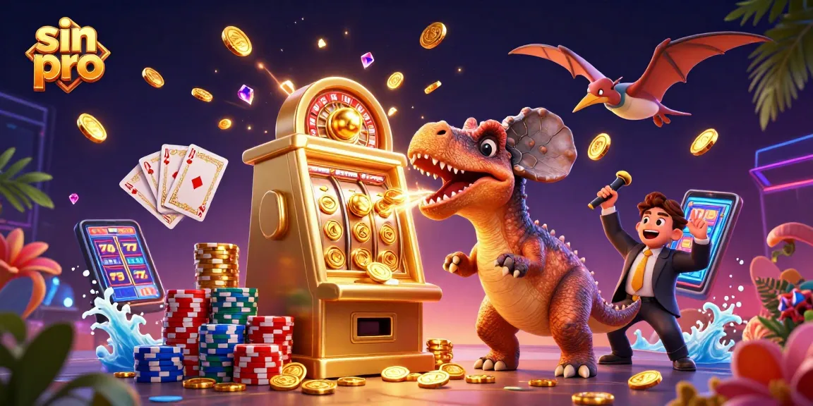 Catch golden coins in the exciting sin pro casino with a thrilling jackpot scene featuring cartoon creatures.