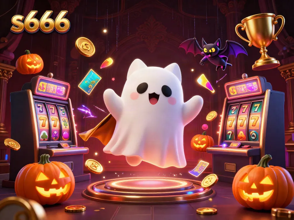 Experience thrilling gameplay with the ghost cat and bat companions at s666's haunted casino adventure.