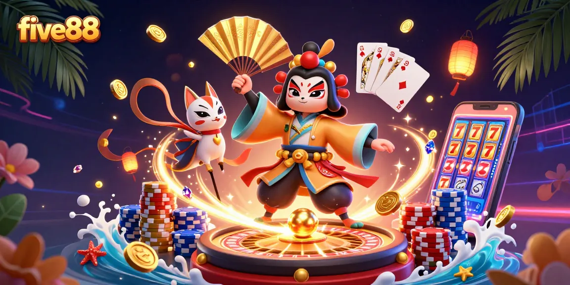 Experience the exciting world of five88 casino games with vibrant characters and dynamic elements.