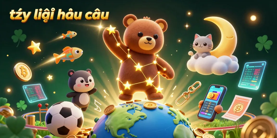 Engage with tỷ lệ nhà cái sports betting thrilling scene featuring cartoon bear collecting coins.