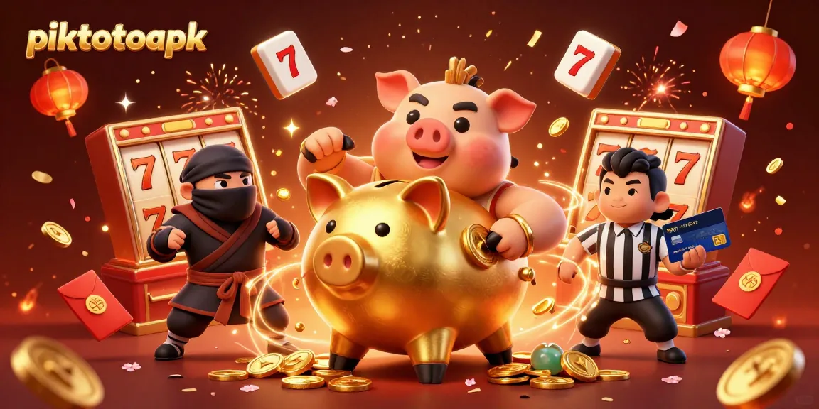 Experience thrilling wins with piktotoapk in a vibrant 3D casino scene full of dynamic celebrations.