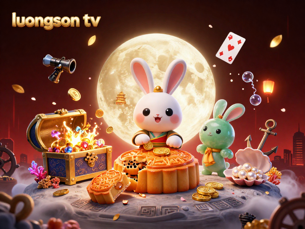 Experience winning moments with luongson tv, highlighting poker chip-filled mooncakes and vibrant gaming elements.