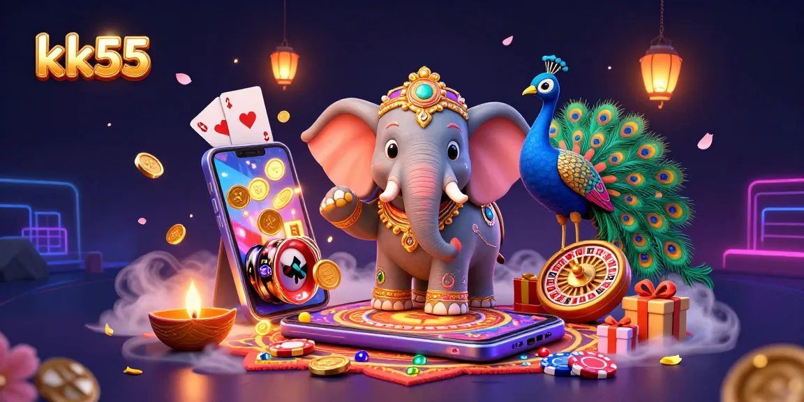 Experience thrilling gameplay at kk55 with a colorful casino scene featuring dynamic characters and game elements.