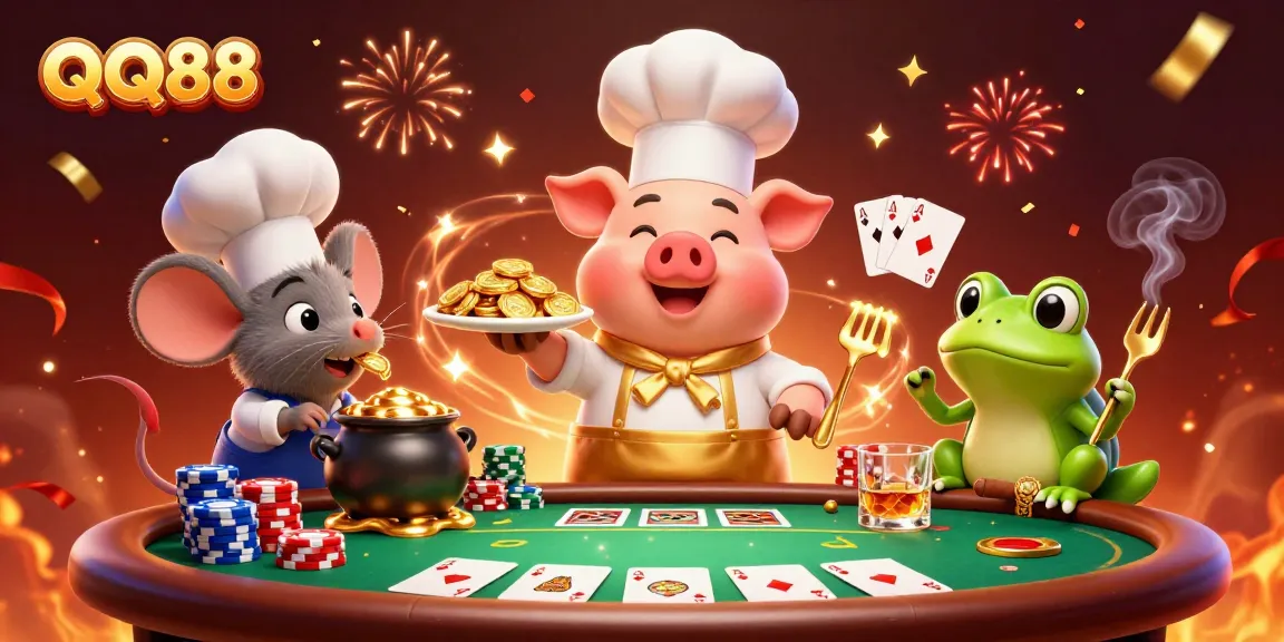Engage with QQ88's thrilling atmosphere showcasing an extravagant illustration of gaming and opulence.