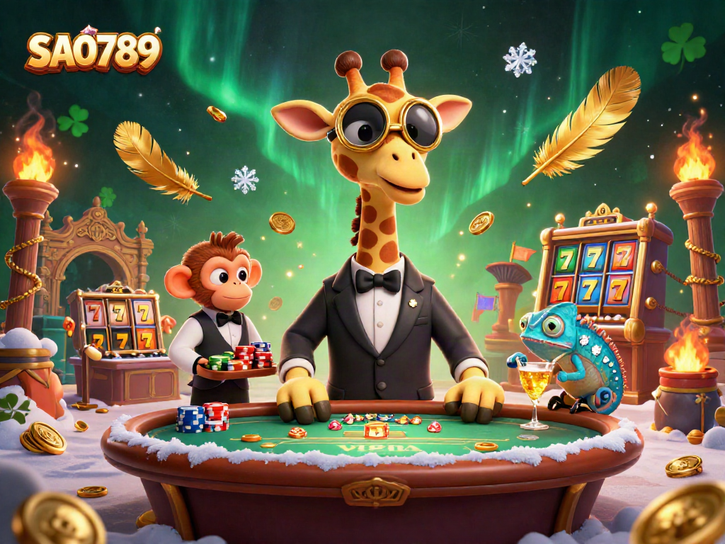 Experience the thrill of SAO789's casino games with a vibrant illustration of a high-stakes scene.