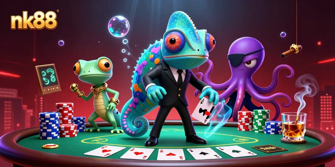 Engage in thrilling gameplay at nk88 with vibrant poker action and colorful chips in this dynamic scene.