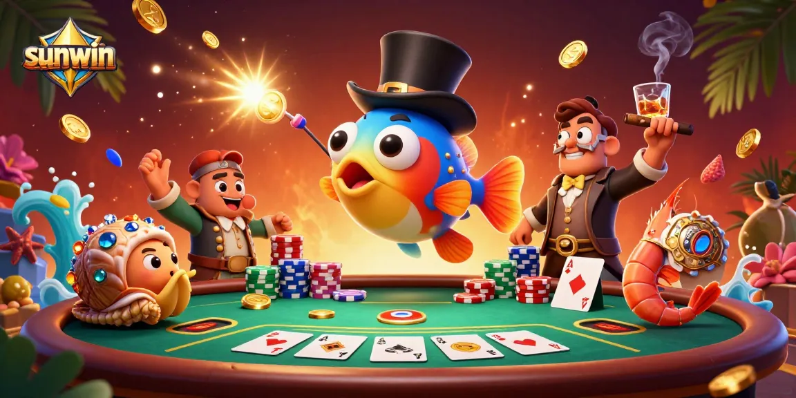Experience thrilling gameplay at Sunwin with engaging casino game elements and cartoon characters.