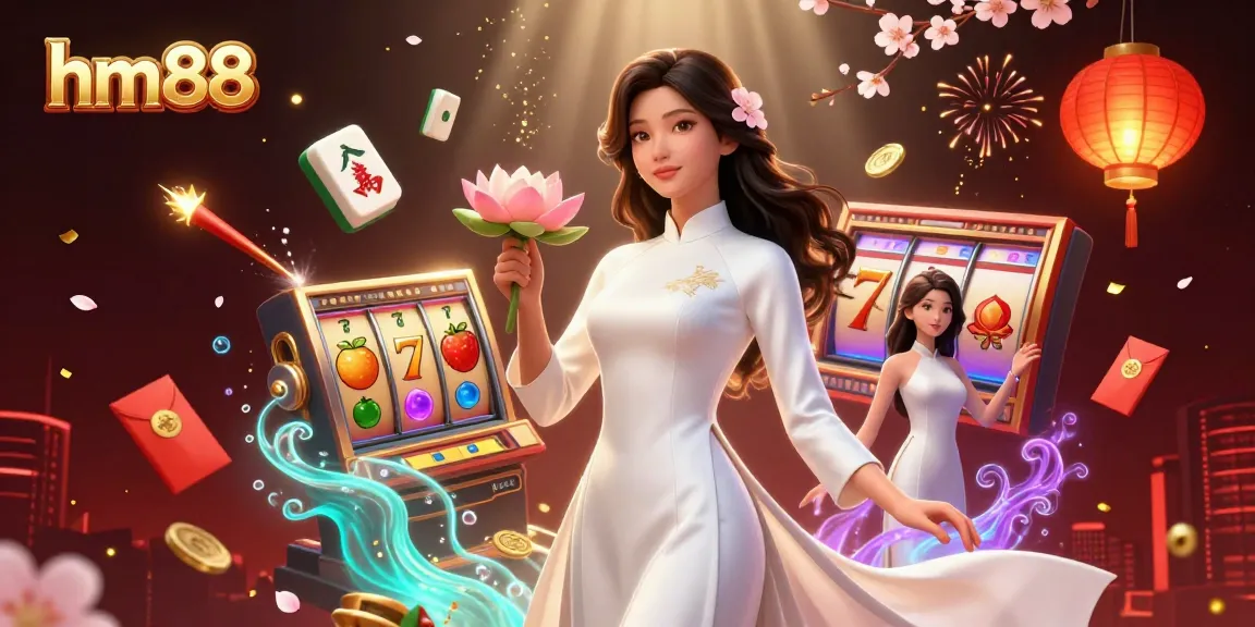 Engage with hm88 and try your luck in vibrant slots featuring dynamic golden elements and blooming cherry blossoms.