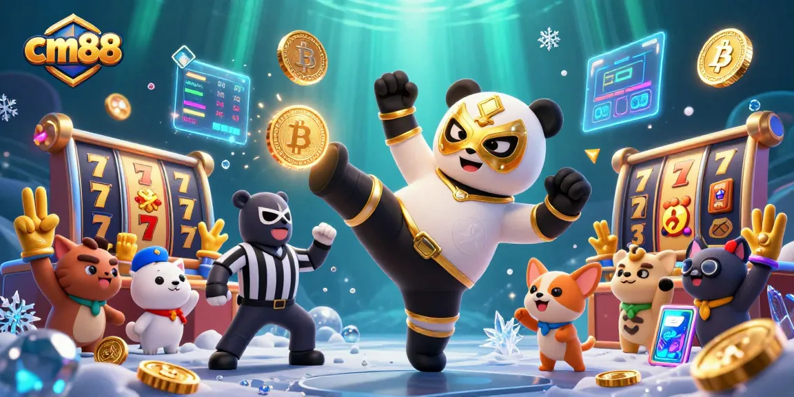 Experience cm88 with a dynamic casino scene featuring a panda wrestler showcasing excitement and action in gaming.