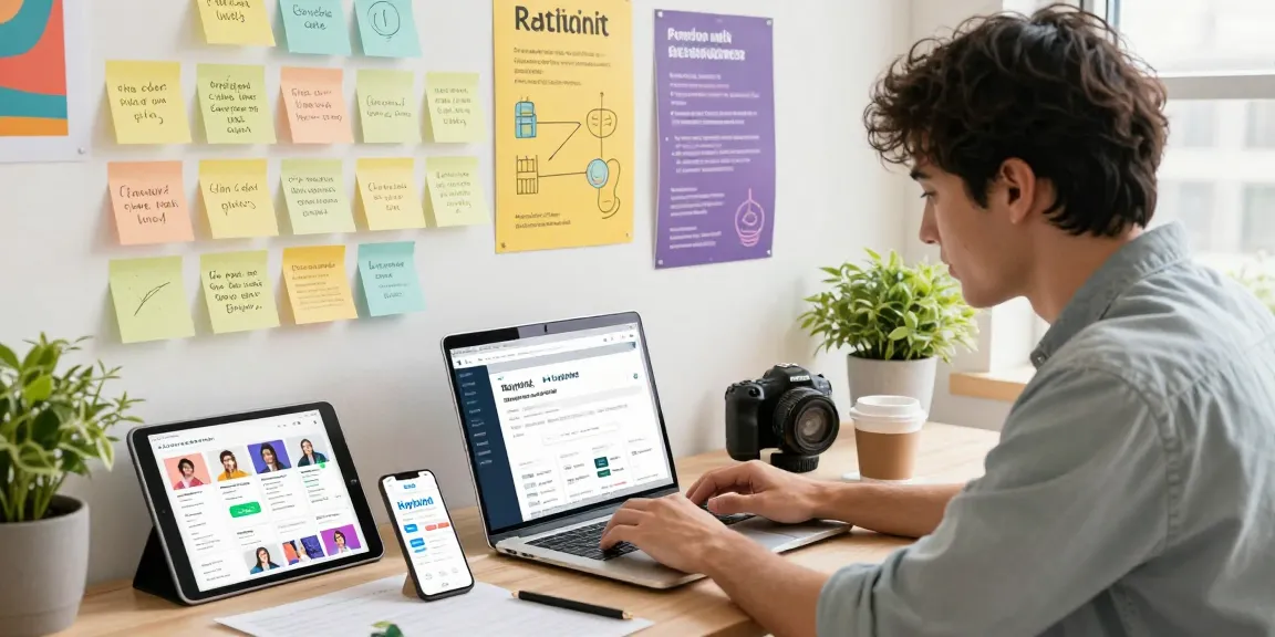 Membuat GEGESLOT di Heylink.me dengan profesional muda di ruang kerja digital yang cerah.