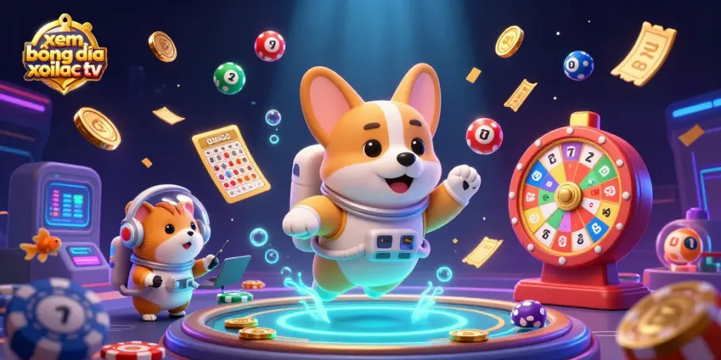 Experience xem bóng đá xoilac tv in a lively casino setting with unique cartoon characters and dynamic gambling elements.