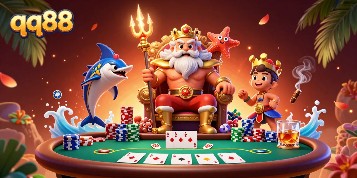 Experience thrilling gameplay at qq88 with a dynamic poker scene featuring Neptune in vibrant detail.