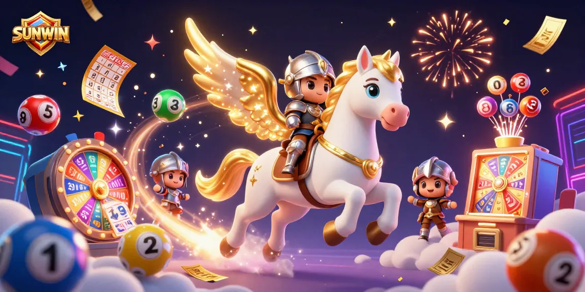 SUNWIN creates excitement with vibrant lottery elements and dynamic gaming action in a spectacular illustration.