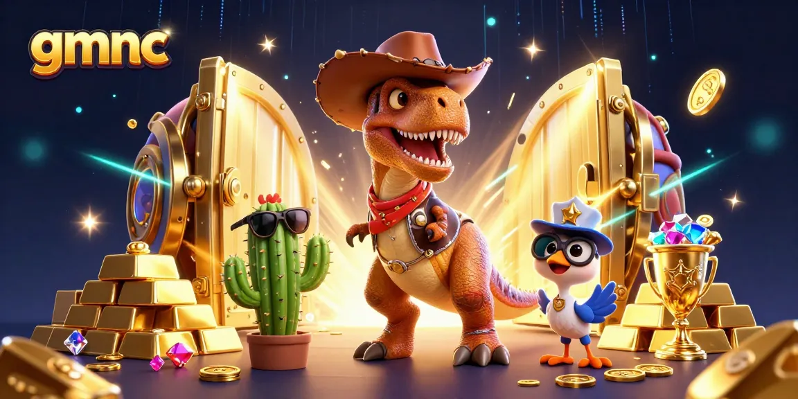 Win big at gmnc with a vibrant 3D cartoon scene showcasing treasure and characters!