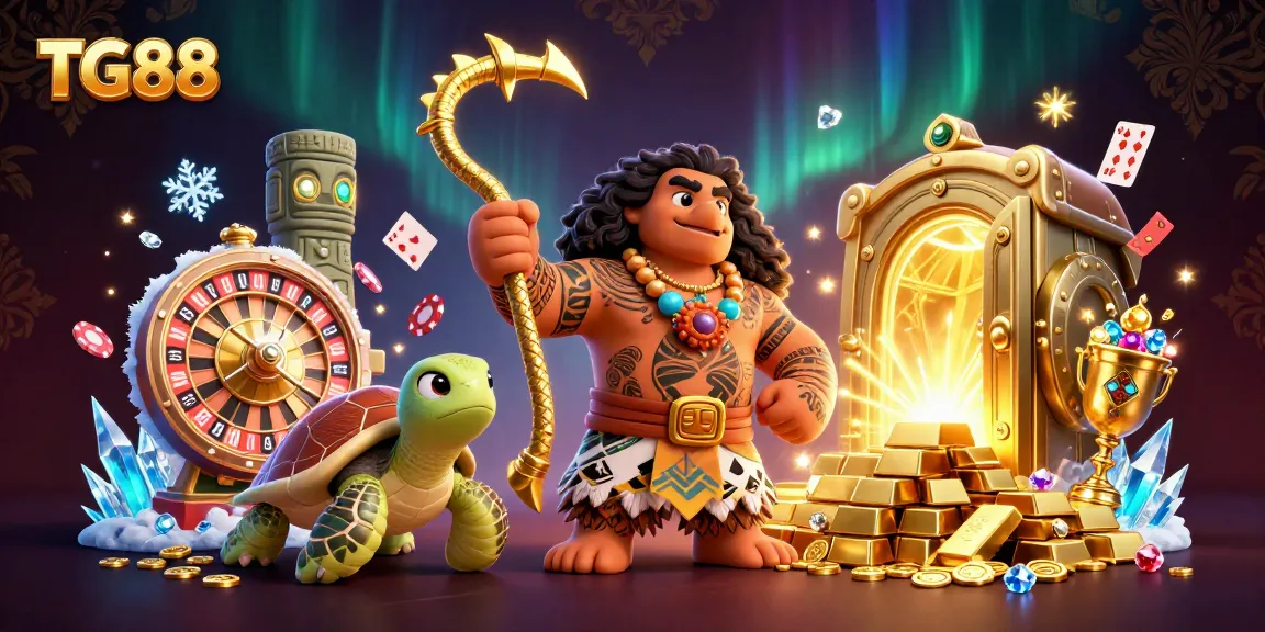 Play from the vibrant TG88 casino scene with dynamic games, golden treasures, and engaging characters.