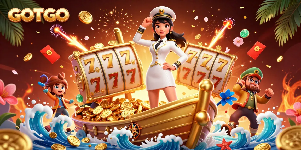 Berinteraksi dengan slot dan jackpot menarik dari kasino GOTOTO dalam ilustrasi 3D yang hidup.